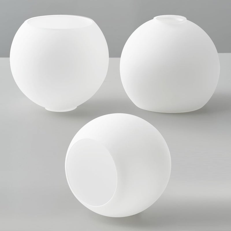 BinoBro 3 Pack Fixture Replacement Globe Shade, 6 Inch Diameter, E26 Base 1-5/8 Inch Fitter, Glass Globe Lampshade Cover for Pendant Wall Sconce Chandelier Vanity Light (3 Pack 6 Inch White Frosted Glass) - Image 1